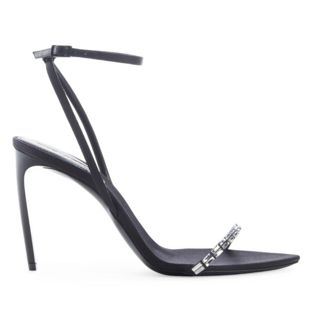 Saint Laurent Gloria Women's Crystal Heels Sandals Black Size 40.5 / US 10.5 - Picture 4 of 6